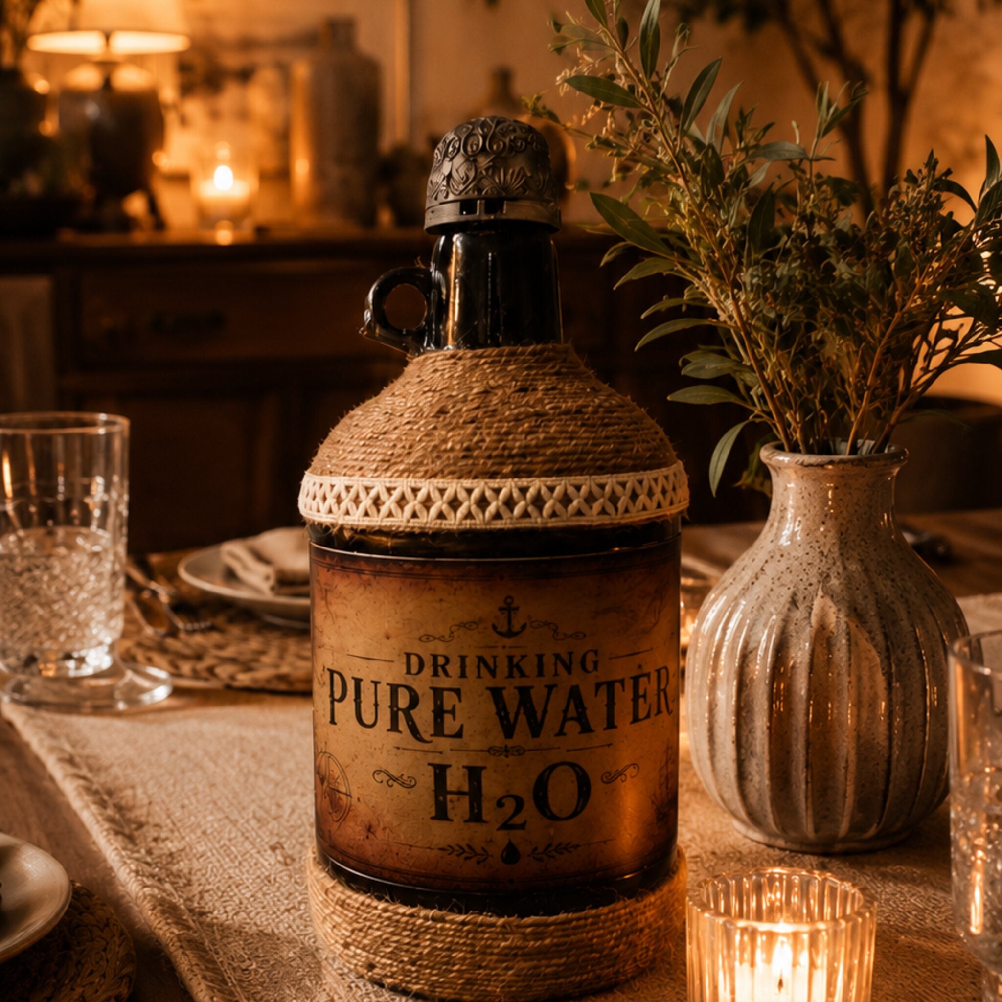 Drinking Pure Water H₂O Bottle