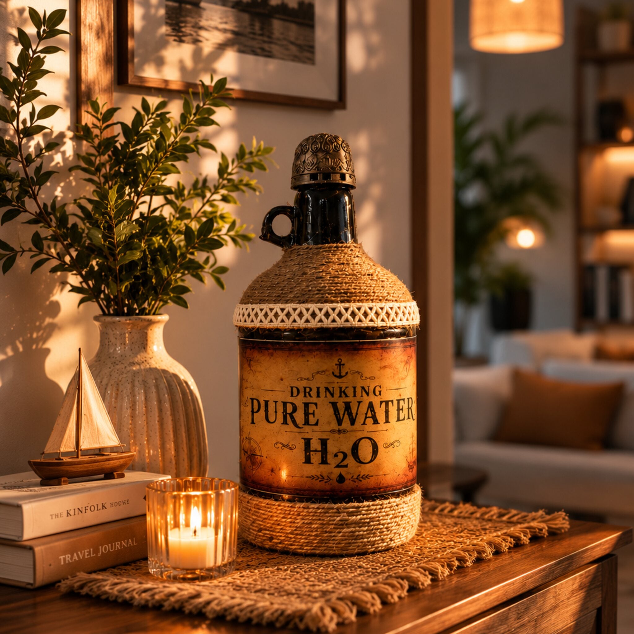 Drinking Pure Water H₂O Bottle