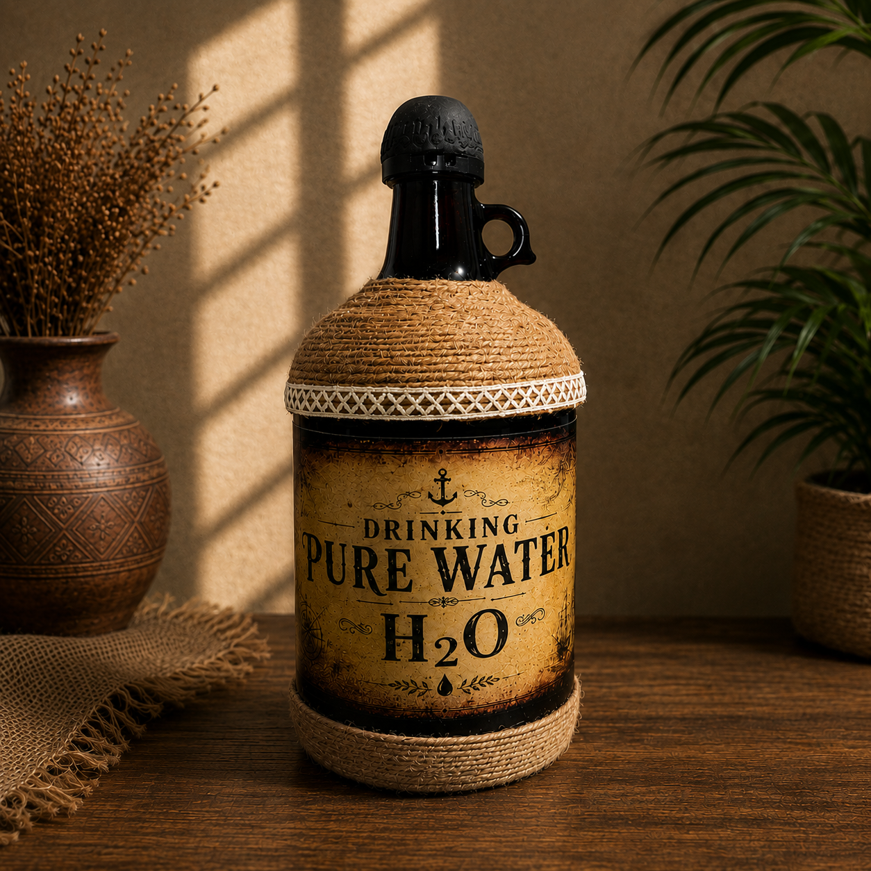 Drinking Pure Water H₂O Bottle