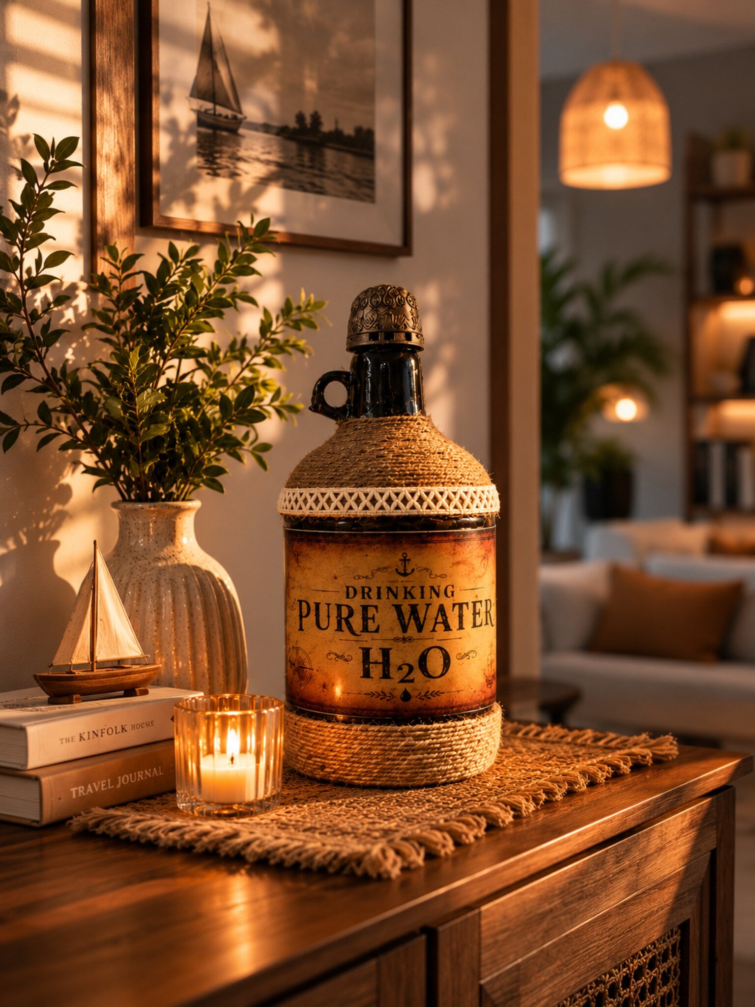 Drinking Pure Water H₂O Bottle