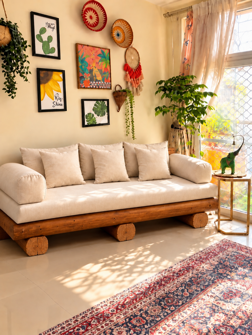 Royal Mahogany Solid Wood Sofa – Handcrafted Living Room Collection