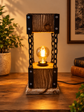 Handcrafted wooden decorative light with warm Edison bulb