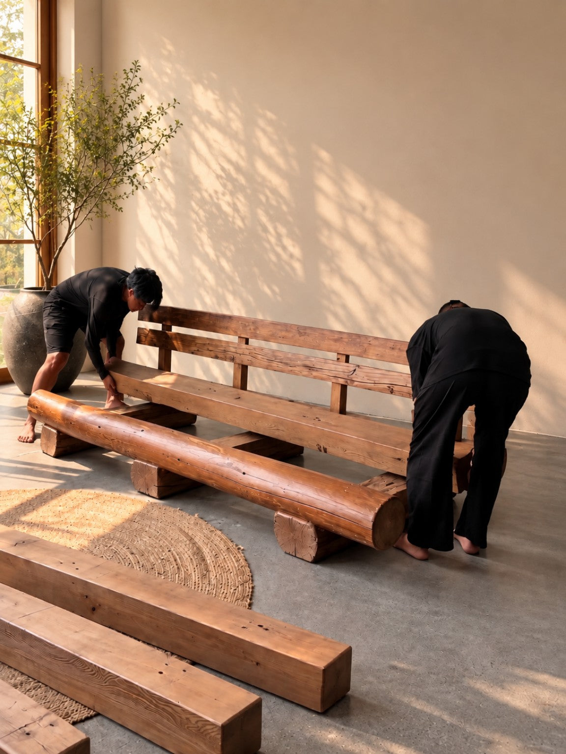 Mahogany wood sofa craftsmanship