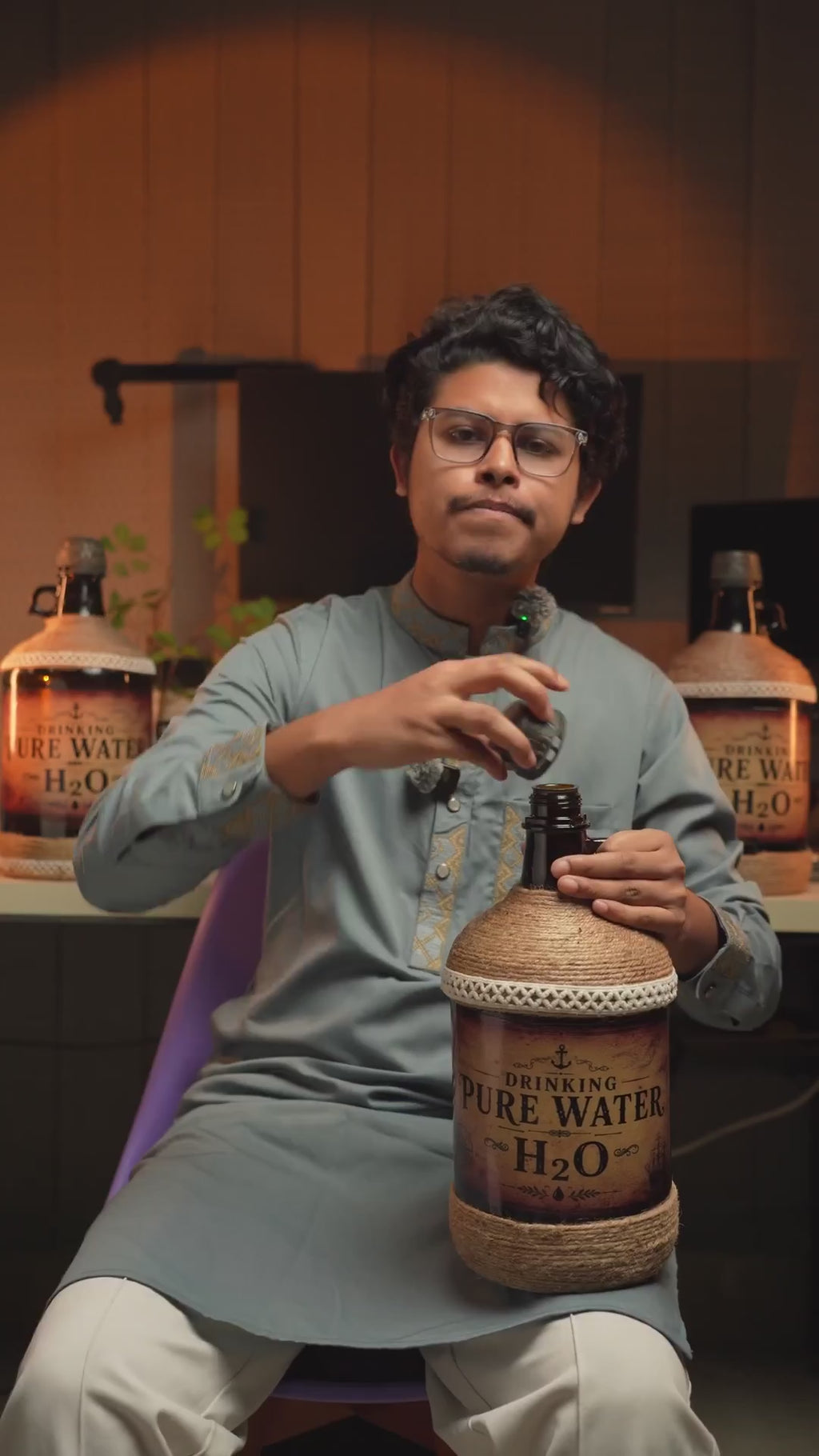 Drinking Pure Water H₂O Bottle