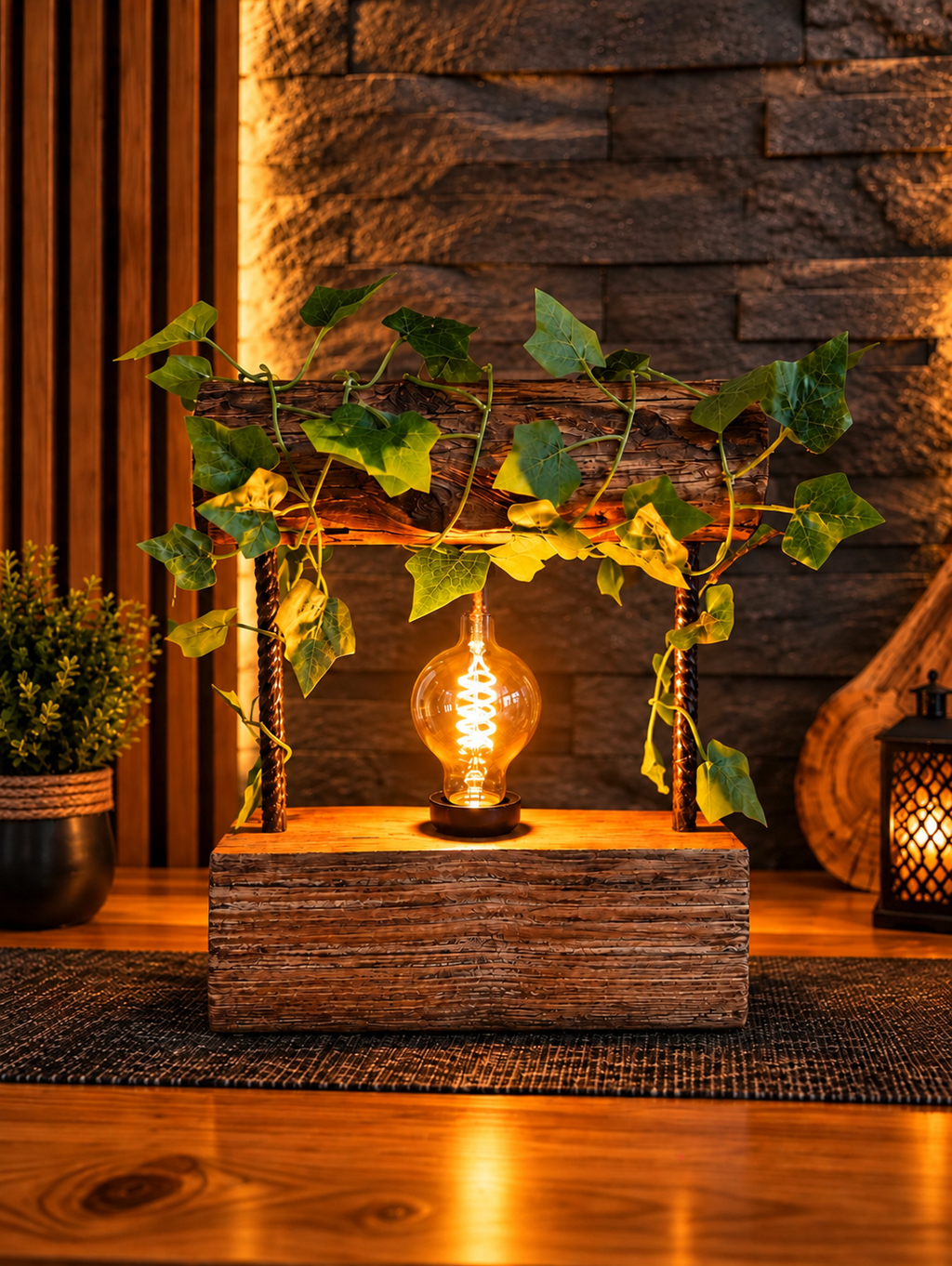 Rustic Ivy Wooden Decorative Light